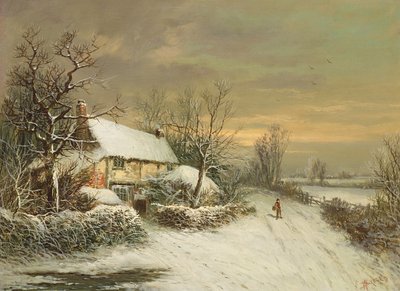 A Cottage in Winter, 19th Century by William Oliver Stone